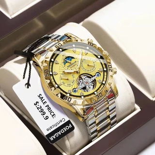 POEDAGAR Relógio Mecânico Automático De Luxo Tourbillon À Prova D'água De Pulso Masculino De Aço Inoxidável