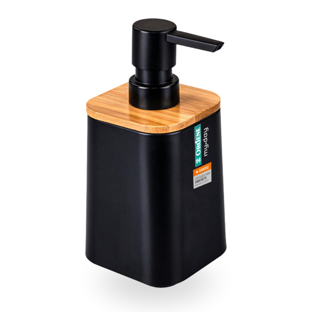 Dispenser Sabonete Liquido Plástico e Bambu C/ Válvula 480ml
