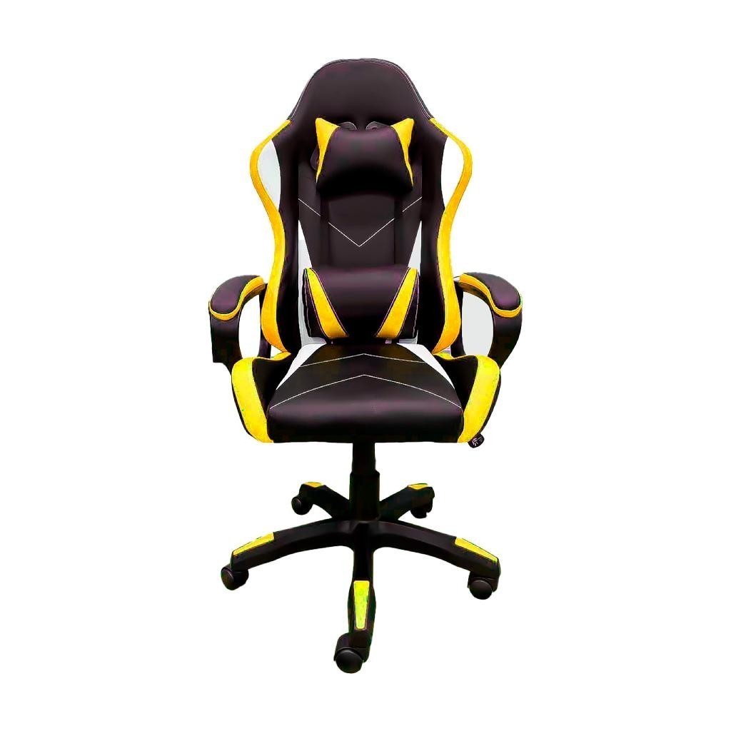 Cadeira Ergonômica Ajustável Giratória Laranja Cor Amarelo Material Do Estofamento Couro Sintético