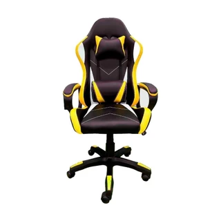 Cadeira Ergonômica Ajustável Giratória Laranja Cor Amarelo Material Do Estofamento Couro Sintético