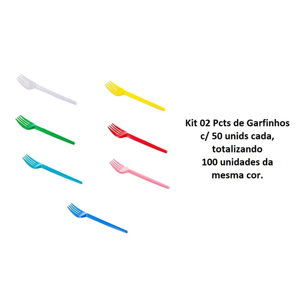 Kit 100 Garfos Sobremesa descartável (2pcts) - Plastilânia