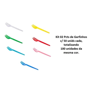 Kit 100 Garfos Sobremesa descartável (2pcts) - Plastilânia