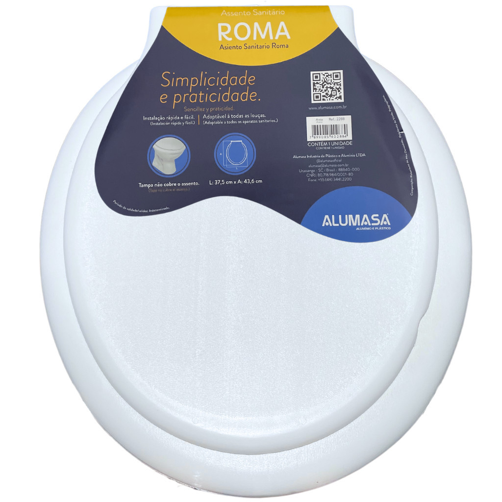Assento Sanitário Roma Alumasa Oval Tampa Vaso Universal Branco ...