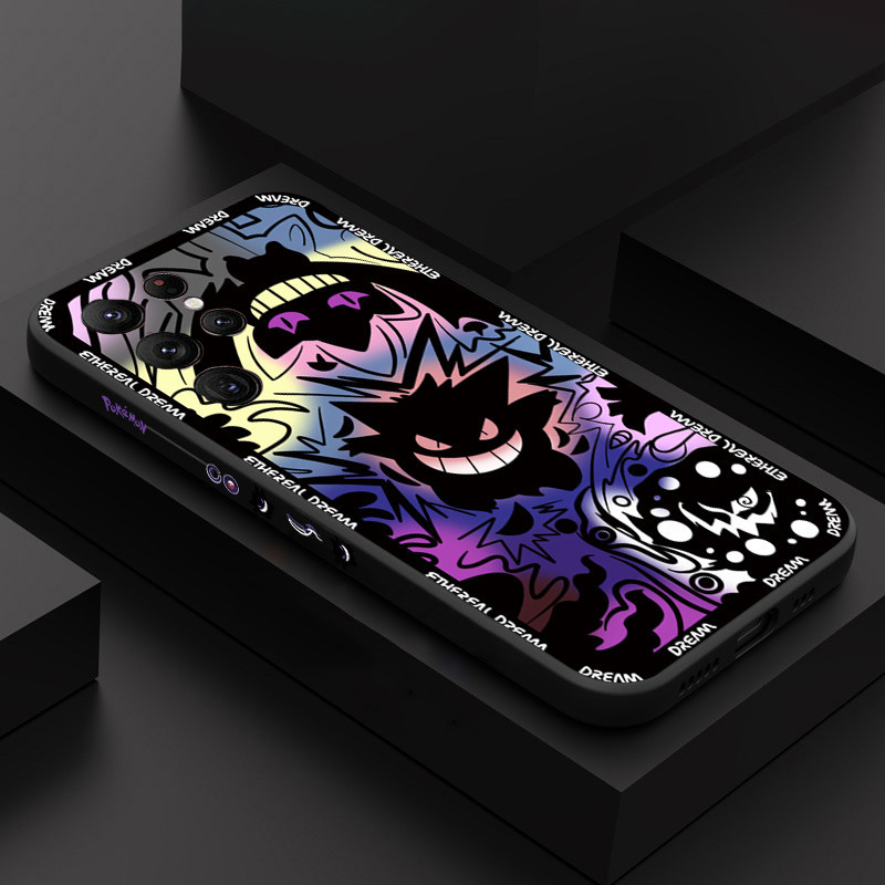 Capa De Silicone Macia À Prova De Choque Para Telefone Anime Pokemon Gengar Samsung Galaxy S23 FE S24 S23 Ultra S22 S21 Plus S21 S20 Nota 20 Graffiti Happy Demon