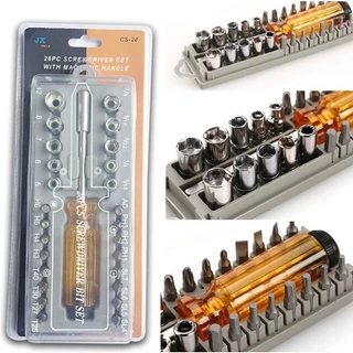 Jogo de Chave Reversivel de bits fenda 28 PCS com estojo