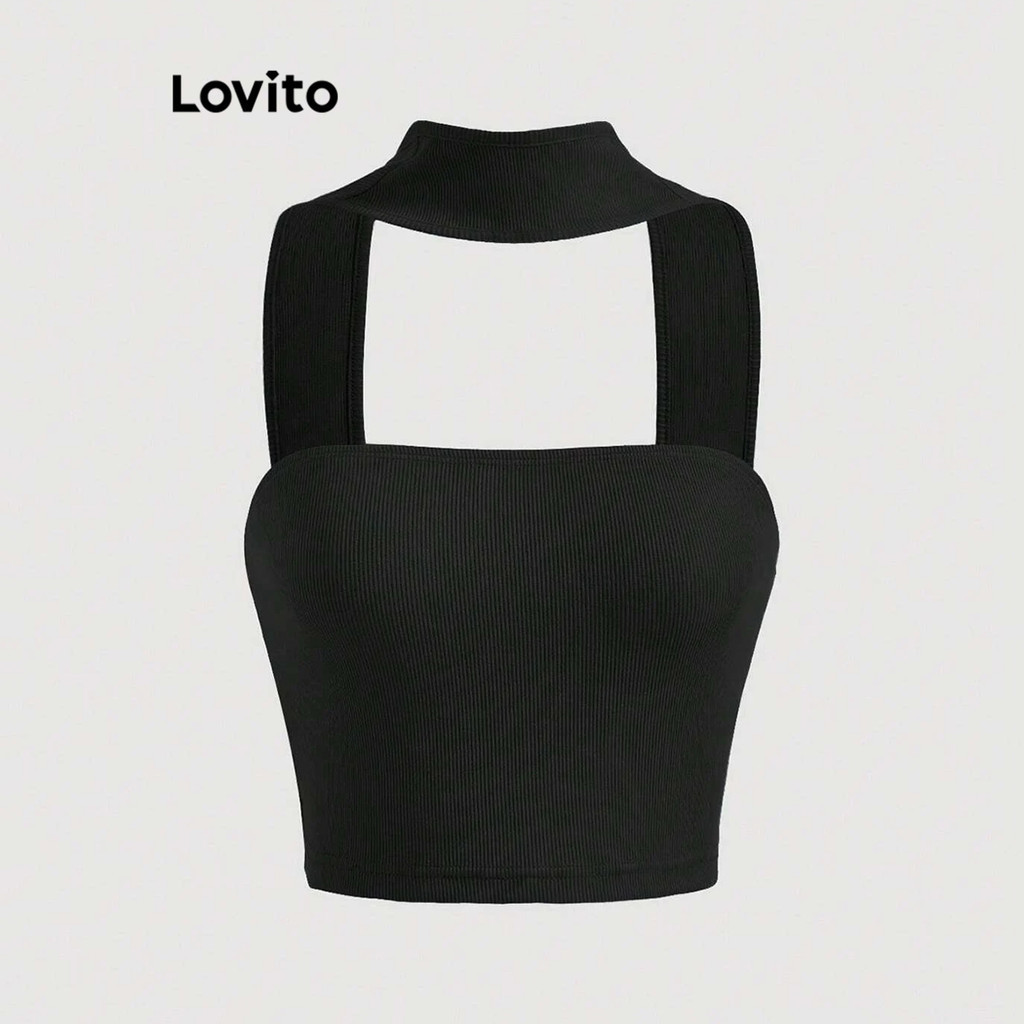 Lovito Regata lisa sexy para mulheres L90AD035