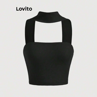 Lovito Regata lisa sexy para mulheres L90AD035