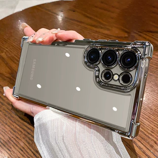 Capa De Eletroplaca De Luxo Transparente À Prova De Choque Para Samsung Galaxy S24 S23 FE S22 Plus Armadura Híbrida Ultra Dura Em Acrílico