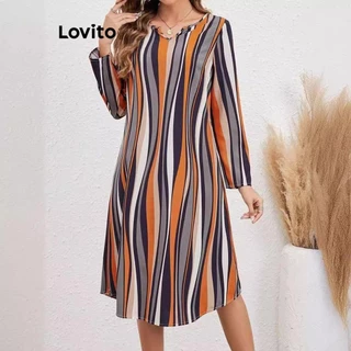 Lovito Vestido casual estampado listrado para mulher n LNL207
