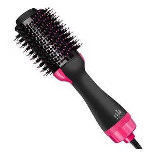 Escova Secadora Alisadora Modeladora 1000w Uso Profissional 110V Cor Preto e Rosa