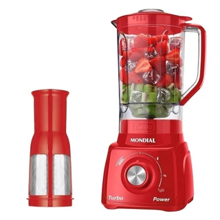 Liquidificador Mondial L-99 com Filtro | Copo Cristal, 3 Velocidades + Pulsar, 550W, Vermelho