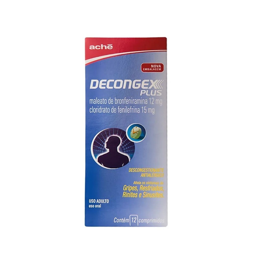 Decongex Plus Maleato de Clorfeniramina + Cloridrato Fenillefrina 12 ...