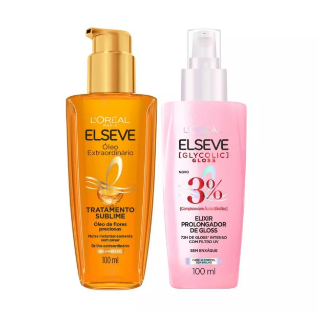 Kit Elseve Óleo Extraordinário 100ml + Sérum Glicólico Gloss 100ml ...