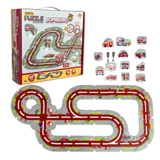Pista Puzzle Divertida 47 Peças Bombeiro - Dm Toys