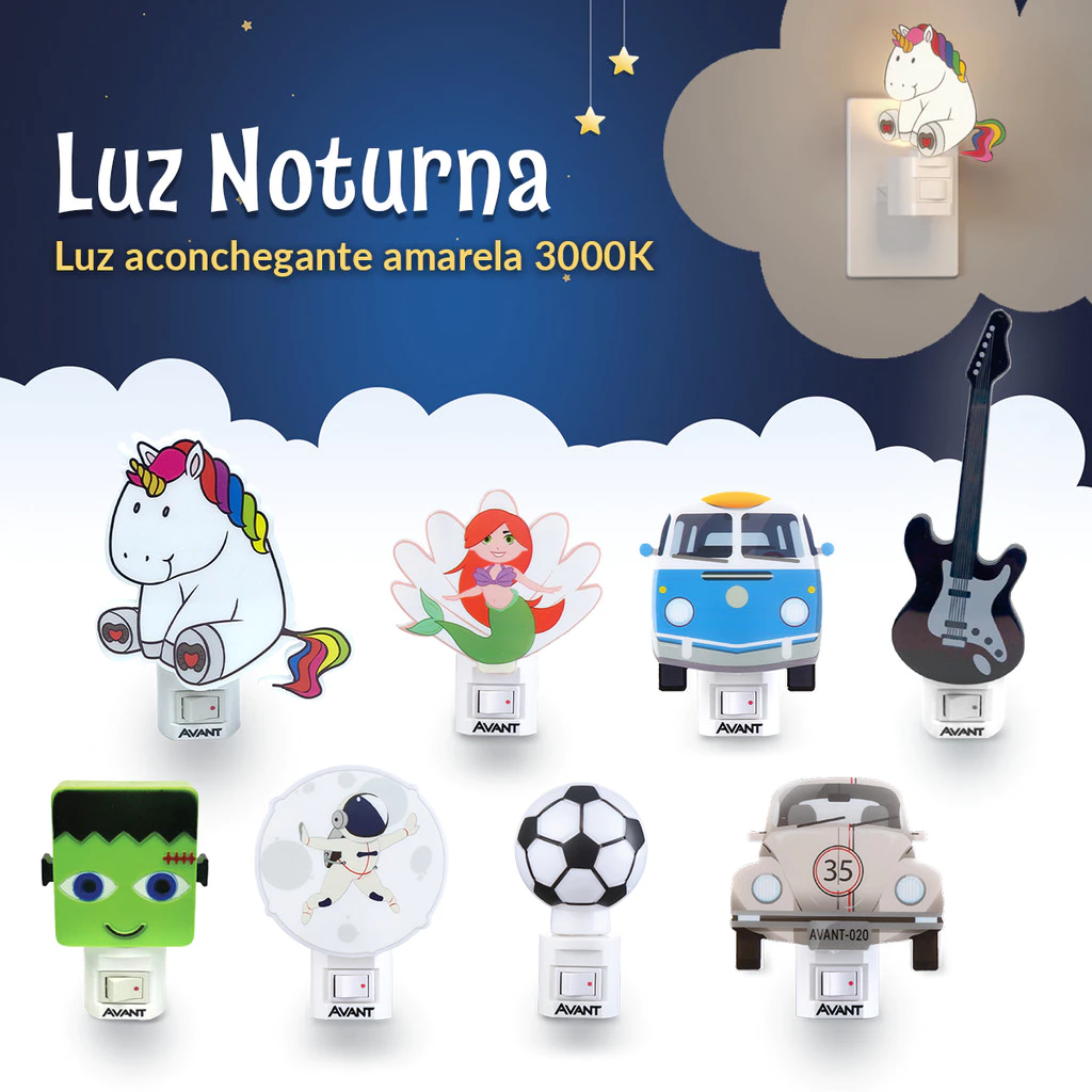 Mini Abajur Com Luz Noturna 1w 3000k Branco Quente 110v/220v Bivolt Avant