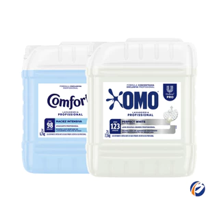 Kit Lavandeira: Lava Roupas Líquido Perfect White Omo 7L + Amaciante Lavanderia Pro Comfort 7L