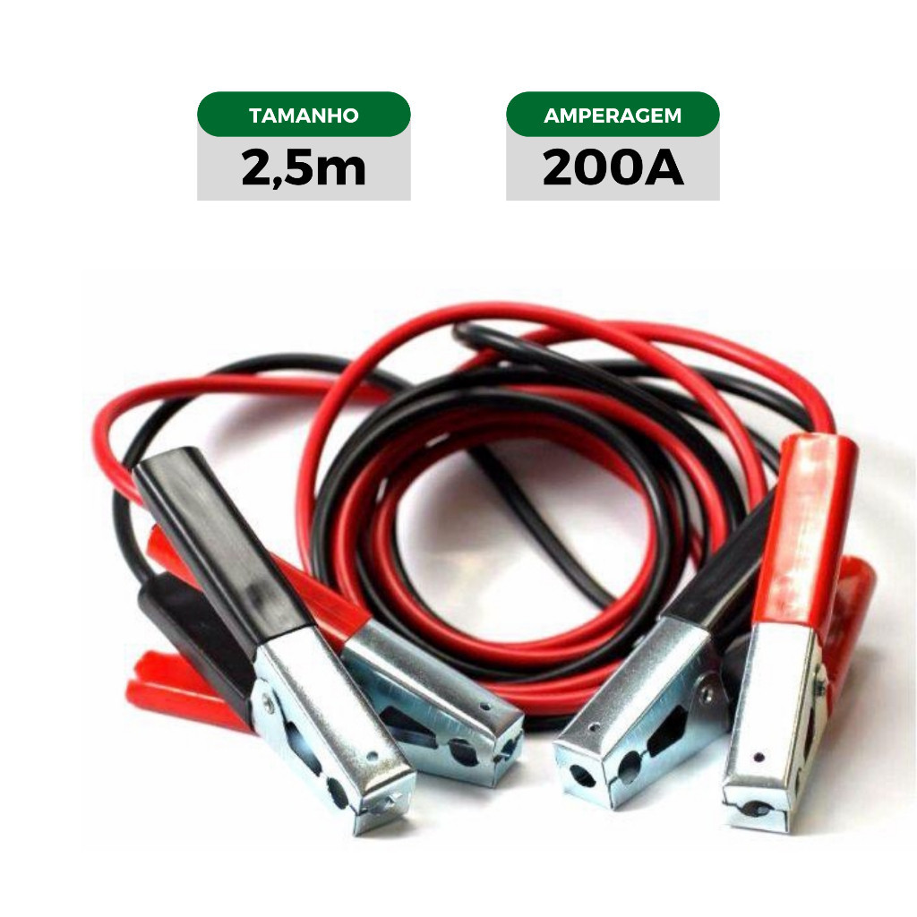 Cabo De Bateria Fazer Chupeta Carro 12V 2,5m 200amp | Shopee Brasil