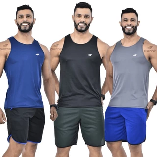 Kit 10 Camisetas Regatas Dry Fit Masculina long Premium Fitness para Treino e Academia