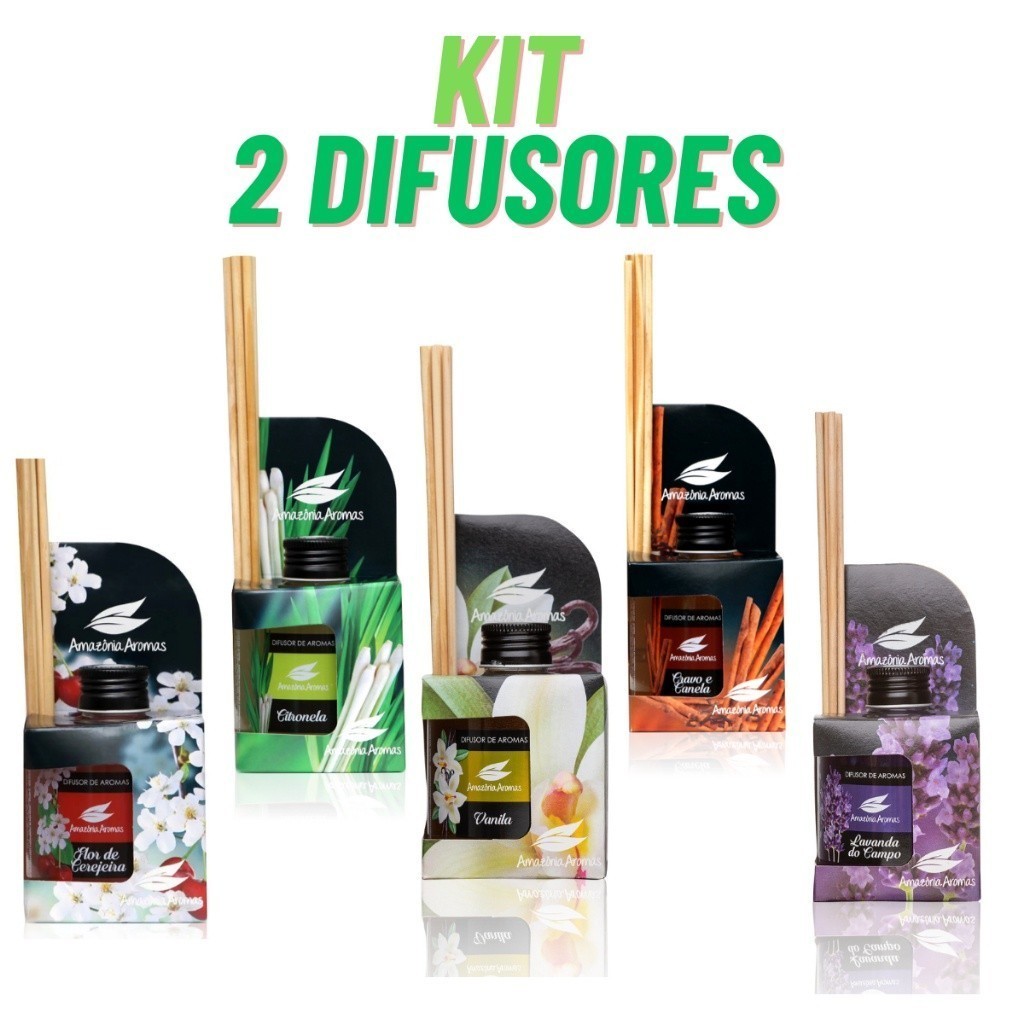 Kit 2 Difusores de Ambiente Amazônia Aromas 270ml c/ Bambu Natural ...