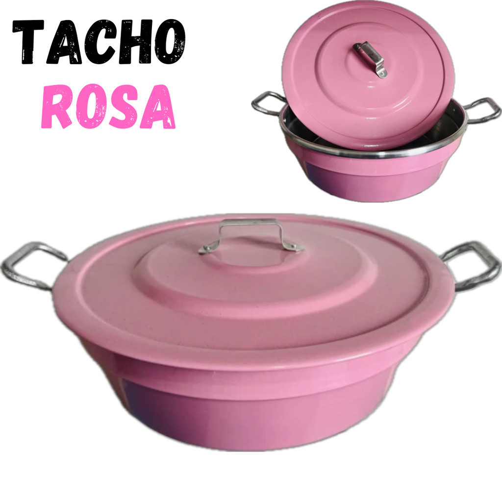 Panela Tacho 32cm 8 litros C/ tampa Na Cor ROSA Em Alumínio Grosso ...