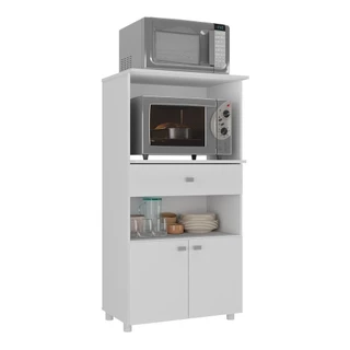 Balcão Multimóveis Multiuso Forno e Microondas Branco REF. 4060G 2 Portas e 1 Gaveta