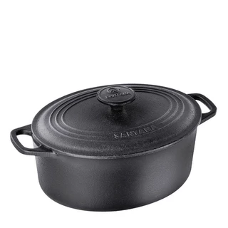 Panela Caçarola Ferro Fundido Oval Alça E Tampa De Ferro 4l Santana