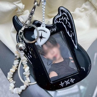 Porta-Cartões Coreano Black Guitar PVC Photo Card Estudantes De Identificação Pingente Kpop