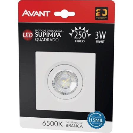 Led Spot Direcionável Authentic Qua 3W Bivolt lumens 250 6500K