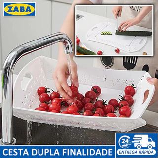 Escorredor De Pia Dual-purpose Com Alças Cesta Rack Ajustável Para Pratos Alimentos Frutas Legumes Verduras Multiuso Plástico Casa Cozinha