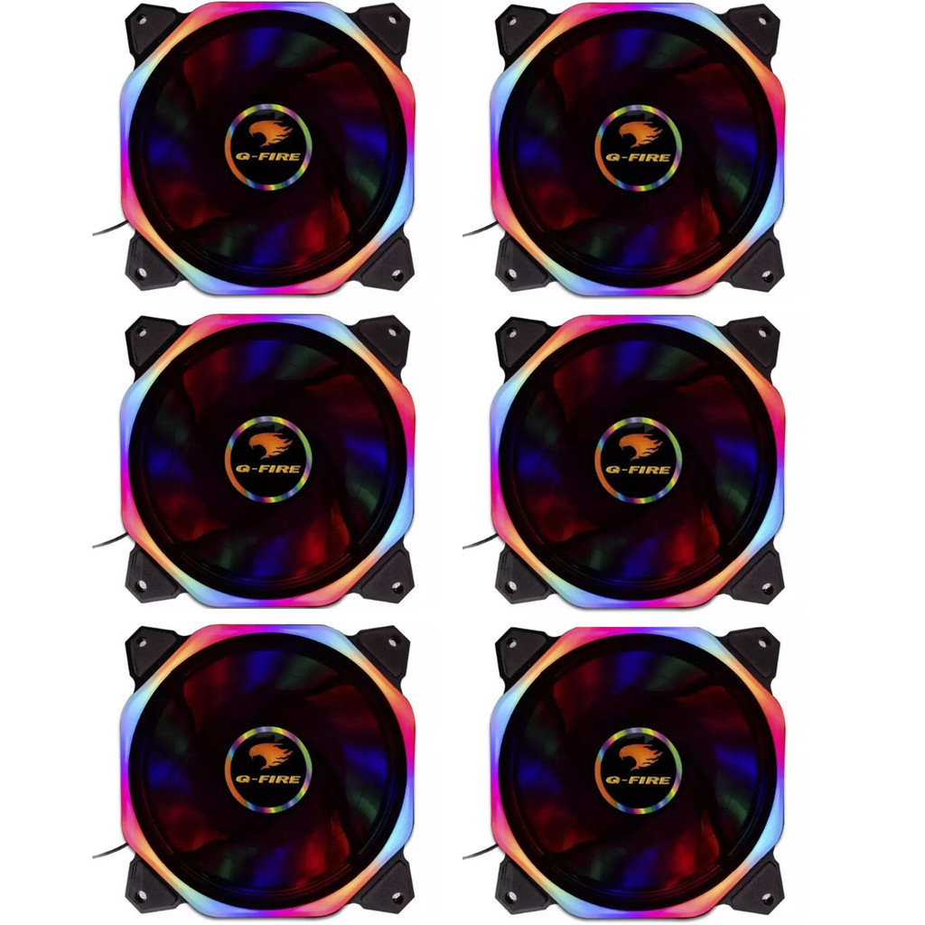 Kit 6 Fan Cooler Gamer Led Rgb 120x120mm