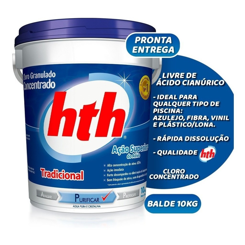 Hth Tradicional Concentrado Cloro Para Piscinas Balde 10kg