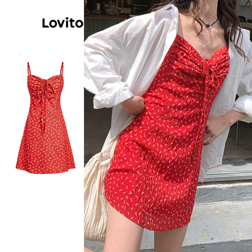 Lovito Vestido formal feminino com babados florais Ditsy L94AD122