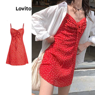 Lovito Vestido formal feminino com babados florais Ditsy L94AD122