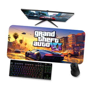 Mouse Pad Gamer Grande Mousepad 90x40 80x40 60x40 70x30 - GTA VI - PAISAGEM COM CARRO 1