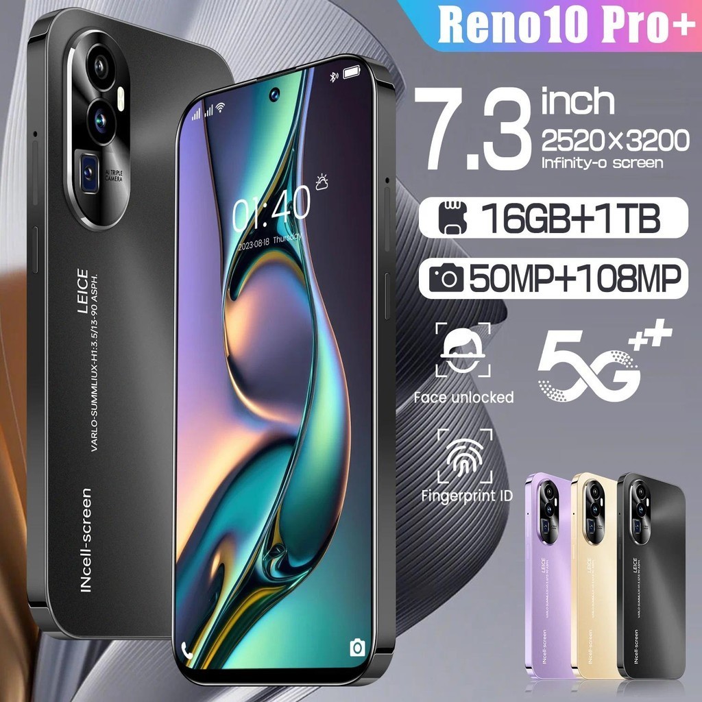 Reno 10 Pro Android 13 Smart Phone , Dual Sim , Desbloqueio Facial , NFC , 5G , 7.3HD , Tela 50MP + 108MP , 16 GB + 1TB , 7800mAh , Global