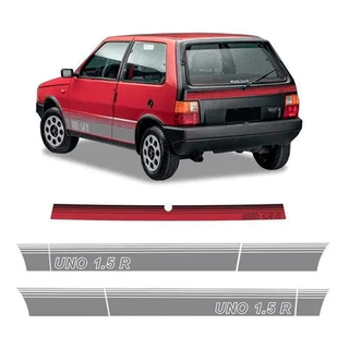Kit Adesivo Faixa Lateral Traseira Fiat Uno 1.5 R Vermelho