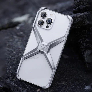 Capa Para Telefone Sem Aro De Liga De Alumínio Tipo X iPhone 15 14 13 Pro Max De Dissipação De Calor Removível À Prova De Choque