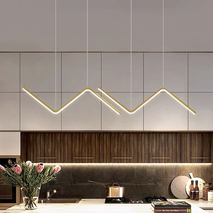 Luminária Pendente Ouro Preto Duplo Minimalista Led Clean Raio Branco Quente