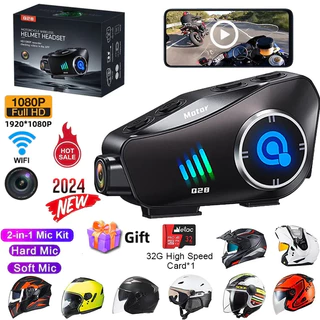 Fone De Ouvido Bluetooth Para Motocicleta 1080P Gravador De Vídeo Sem Fio BT5.3 DVR Música Mãos-Livres HD Chamadas