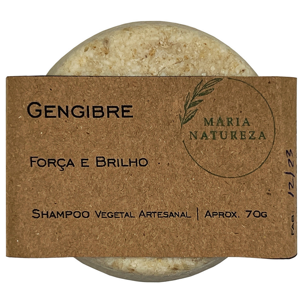 Shampoo Vegetal Natural em barra Sólido de Gengibre 70g Maria Natureza