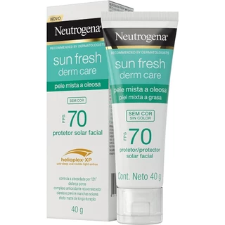 Neutrogena Sun Fresh Protetor Solar Facial Para Pele Oleosa Derm Care Sem Cor FPS 70, 40g