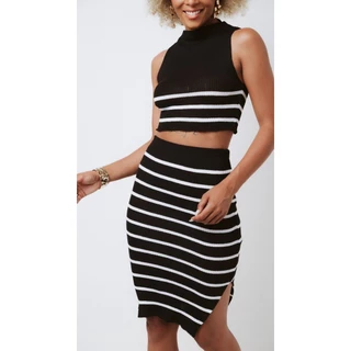 Conjunto Feminino Casual Listrado em Tricot - Elegância e Conforto