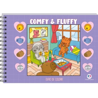 Livro Comfy & cozy books Comfy and Fluffy Purple | Para Colorir Wire-o em Oferta na Shopee