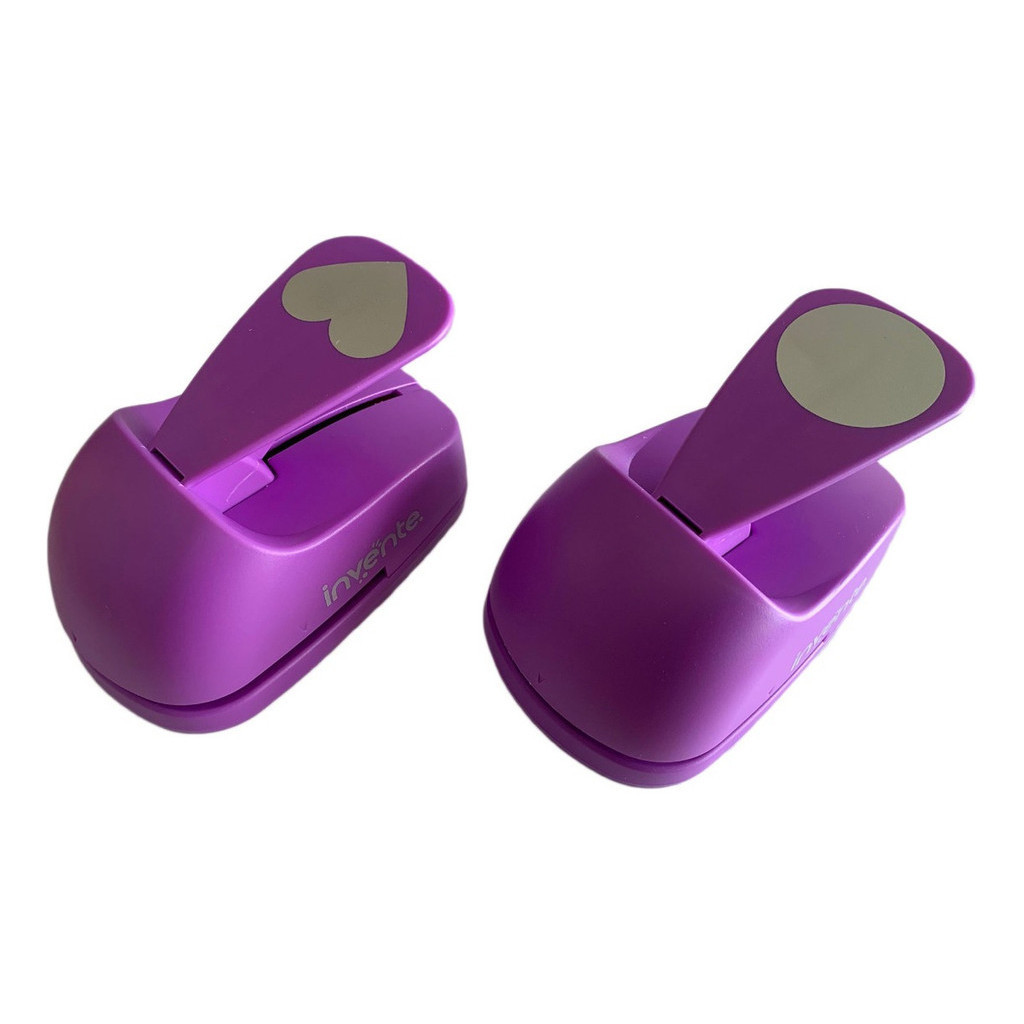 Kit 2 Furadores de EVA - 51MM - CORAÇÃO e CÍRCULO - ROXO - FE5102 e FE5101