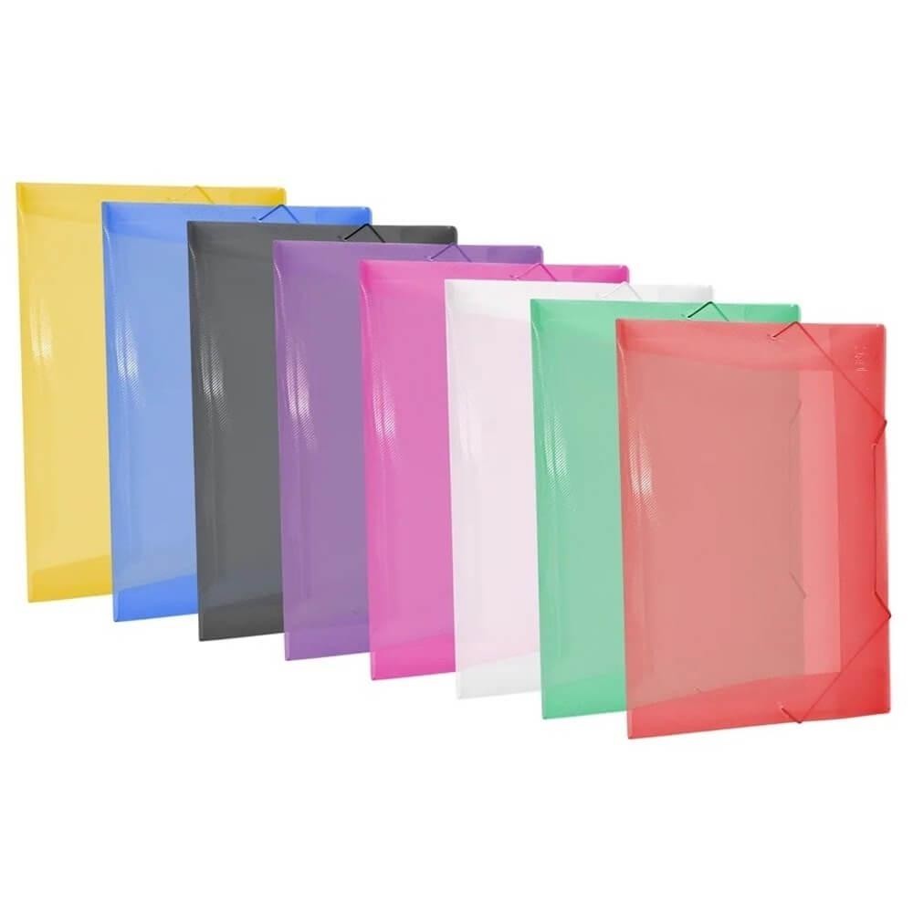 Kit 10un Pasta Plástica Transparente Aba Elástico A4 Ofício Organizar ...