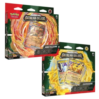 BOX POKÉMON DECK DE BATALHA DELUXE NINETALES EX OU ZAPDOS EX NV 2 COPAG ORIGINAL LACRADO 60 CARTAS PARA JOGAR TCG PTBR