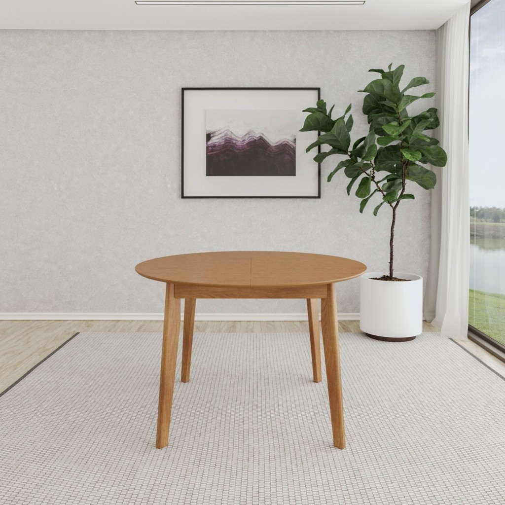 Mesa Extensível Redonda Madeira Maciça Tampo Laminado 6 Lugares Tarsila CabeCasa MadeiraMadeira Redondo