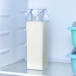 Garrafa de Acrílico Plástico 1 LITRO Resistente Geladeira Água Suco Leite Chá Quadrada Caixa Com Tampa Bebida Frasco