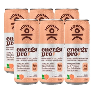 Kit c/6un Suplemento MOVING Energy Pro Ice Tea Pêssego 310ml