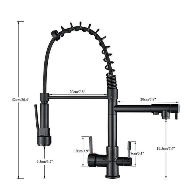 Torneira De Cozinha Gourmet Monocomando Baixa 50 Cm Com Ducha Spray